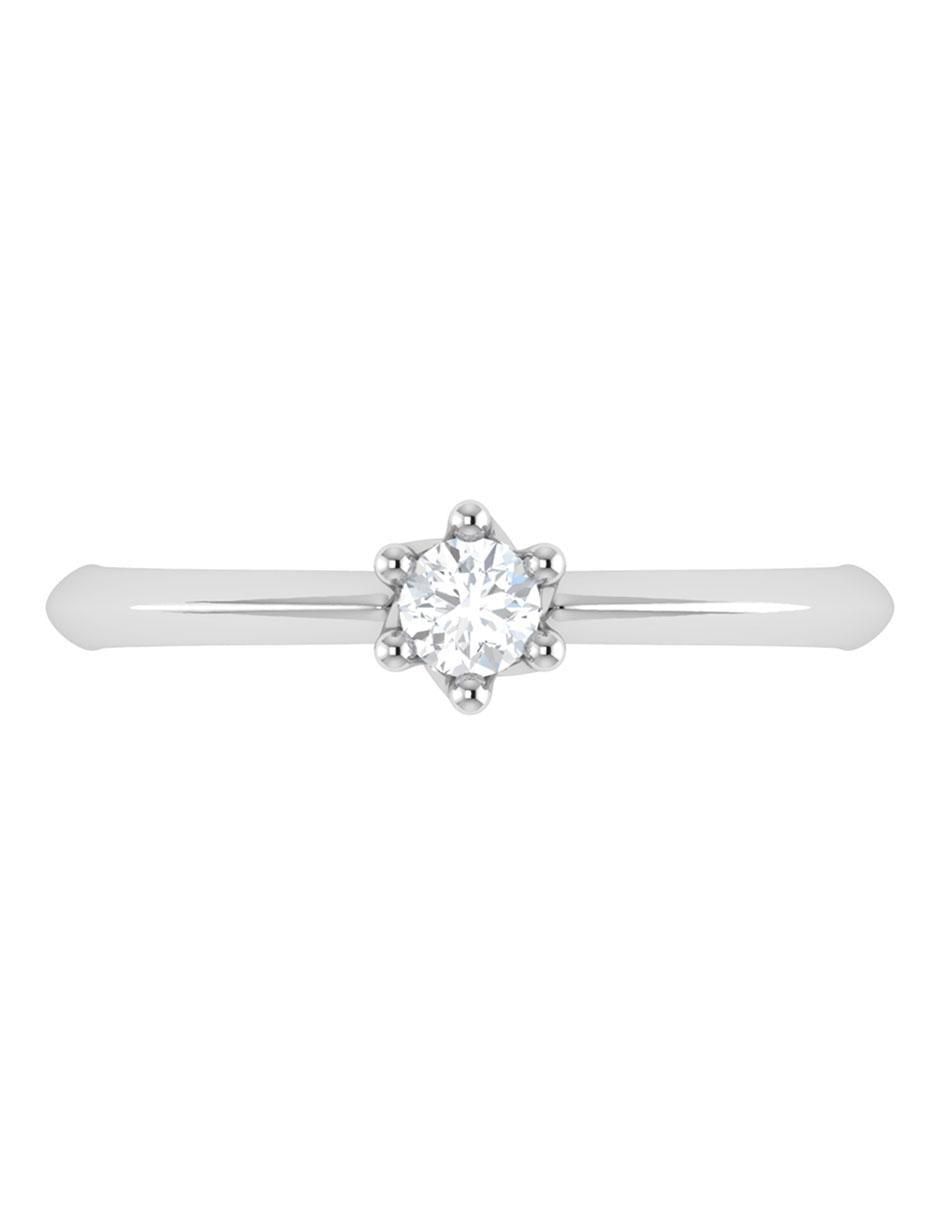 Argolla de oro blanco 14 k diamante 5