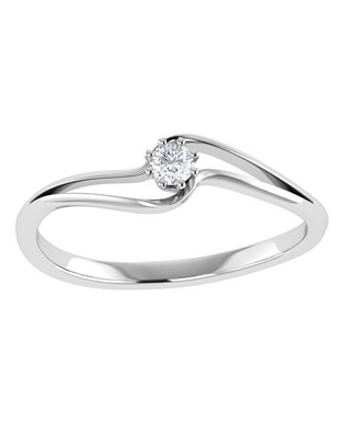 Argolla de oro blanco 14 k diamante