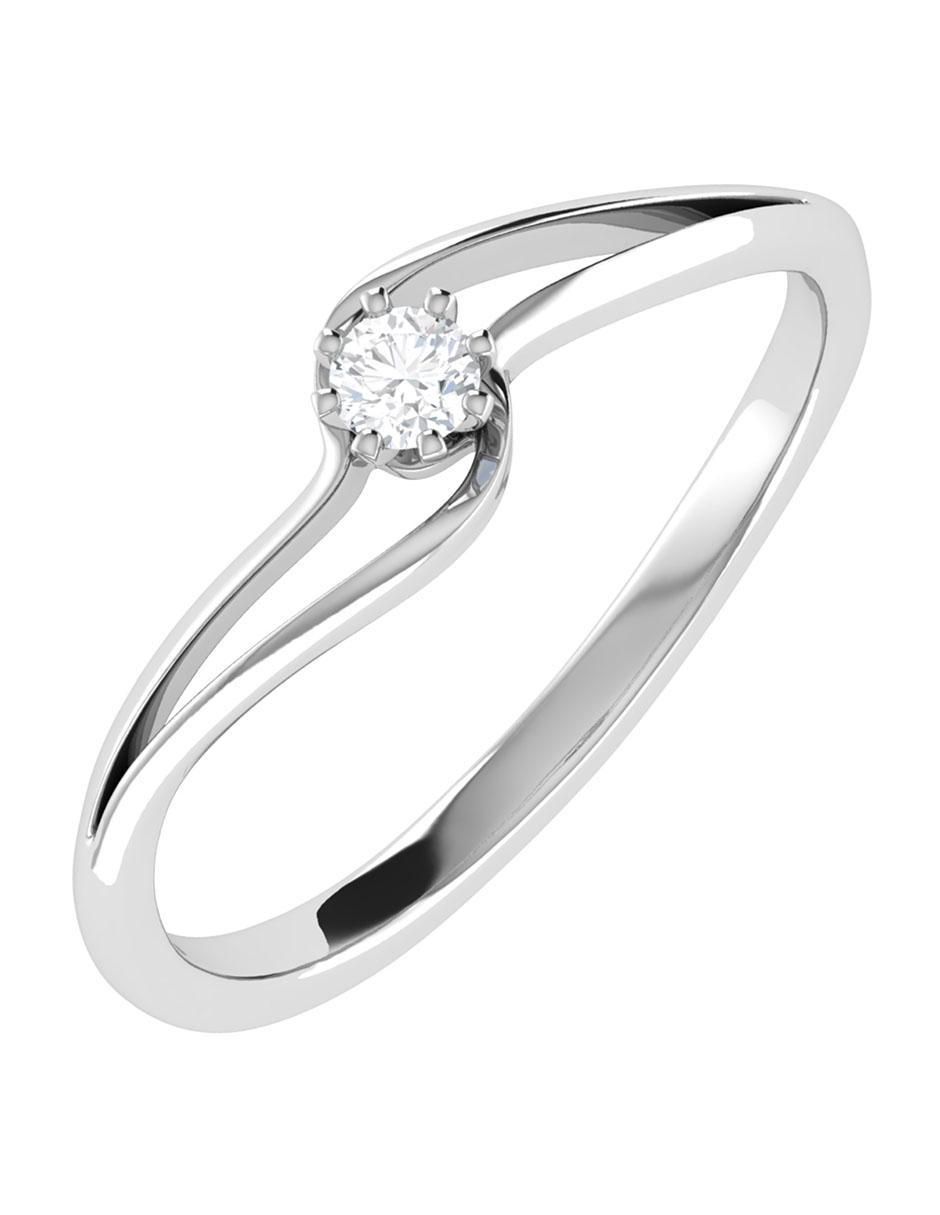Argolla de oro blanco 14 k diamante 5