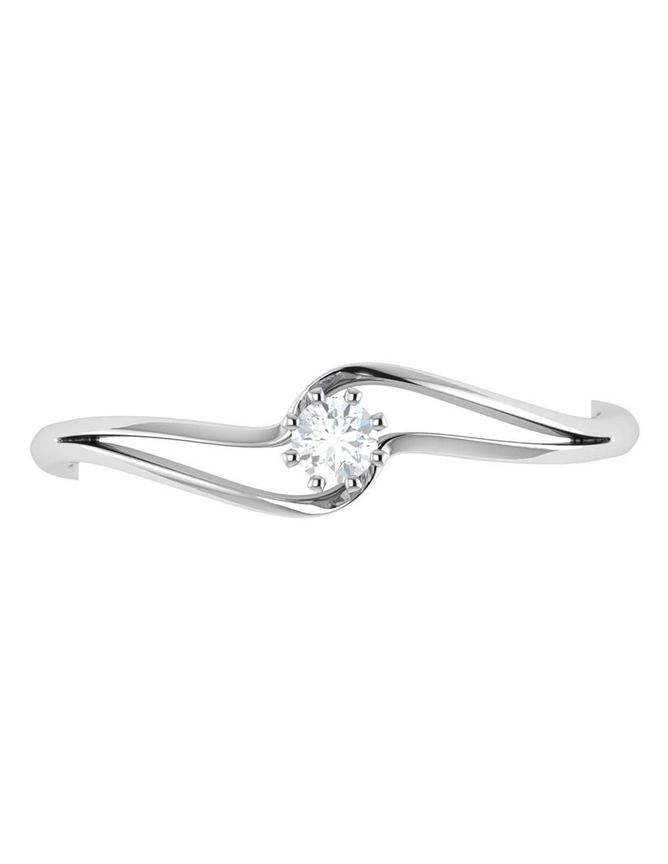Argolla de oro blanco 14 k diamante