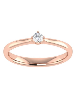 Argolla de oro rosa 14 k diamante