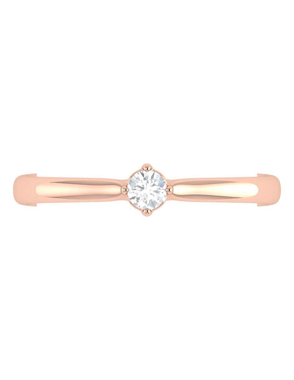 Argolla de oro rosa 14 k diamante