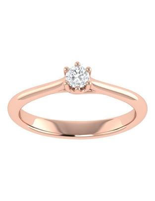 Argolla de oro rosa 14 k diamante