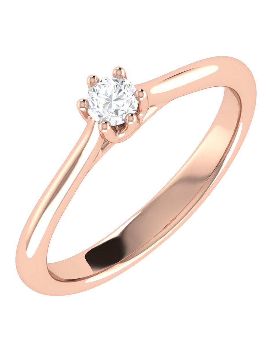 Argolla de oro rosa 14 k diamante 5