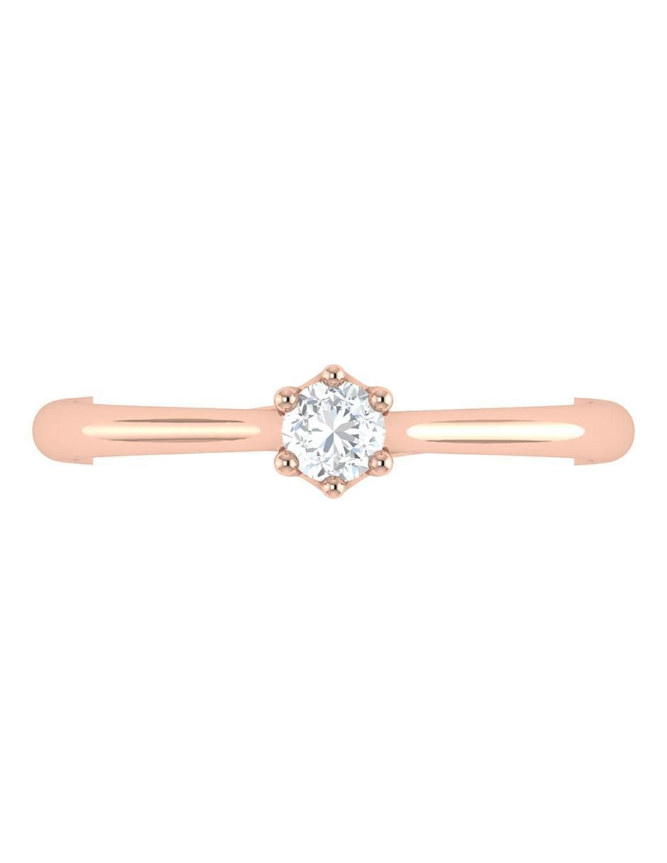 Argolla de oro rosa 14 k diamante