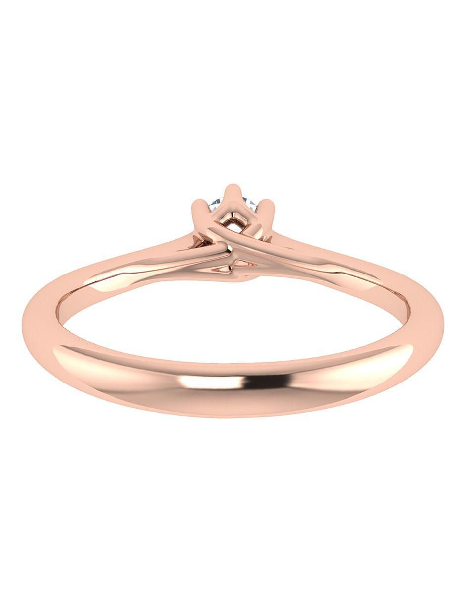Argolla de oro rosa 14 k diamante