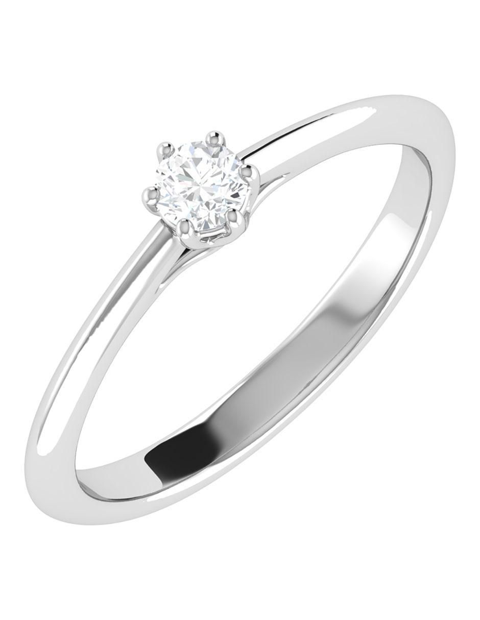 Argolla de oro blanco 14 k diamante