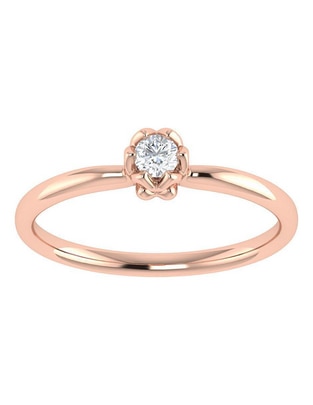 Argolla de oro rosa 14 k diamante