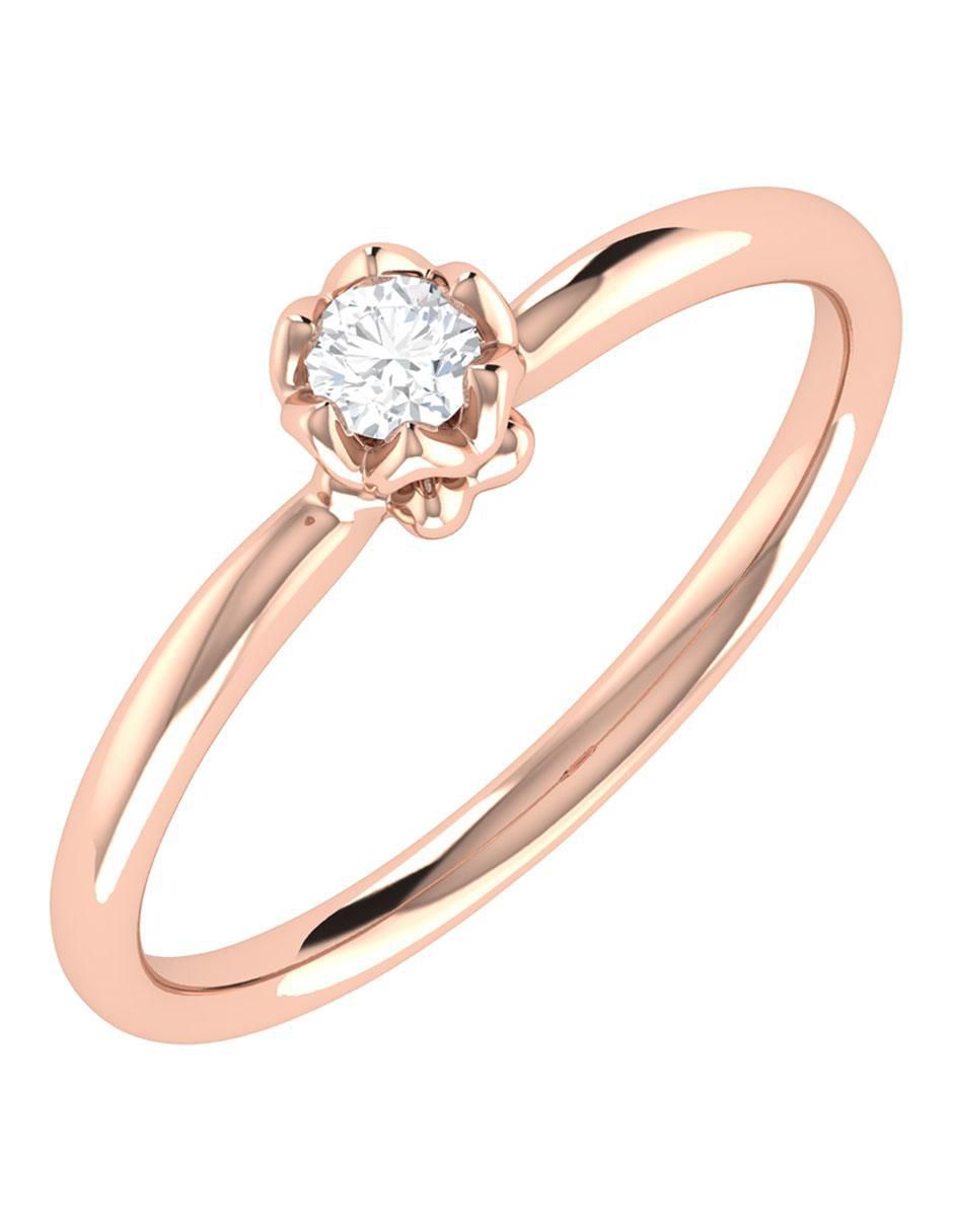 Argolla de oro rosa 14 k diamante 4