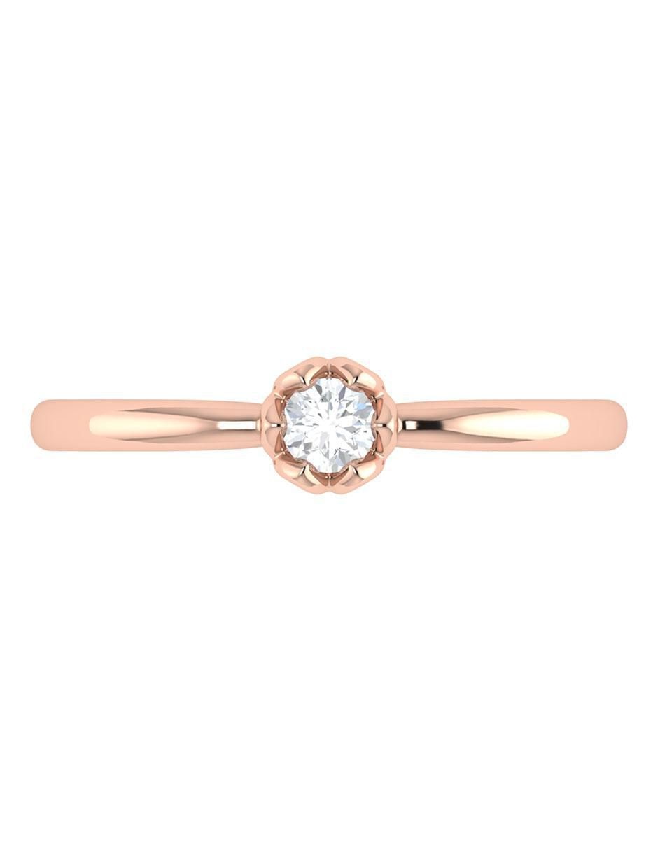 Argolla de oro rosa 14 k diamante 5