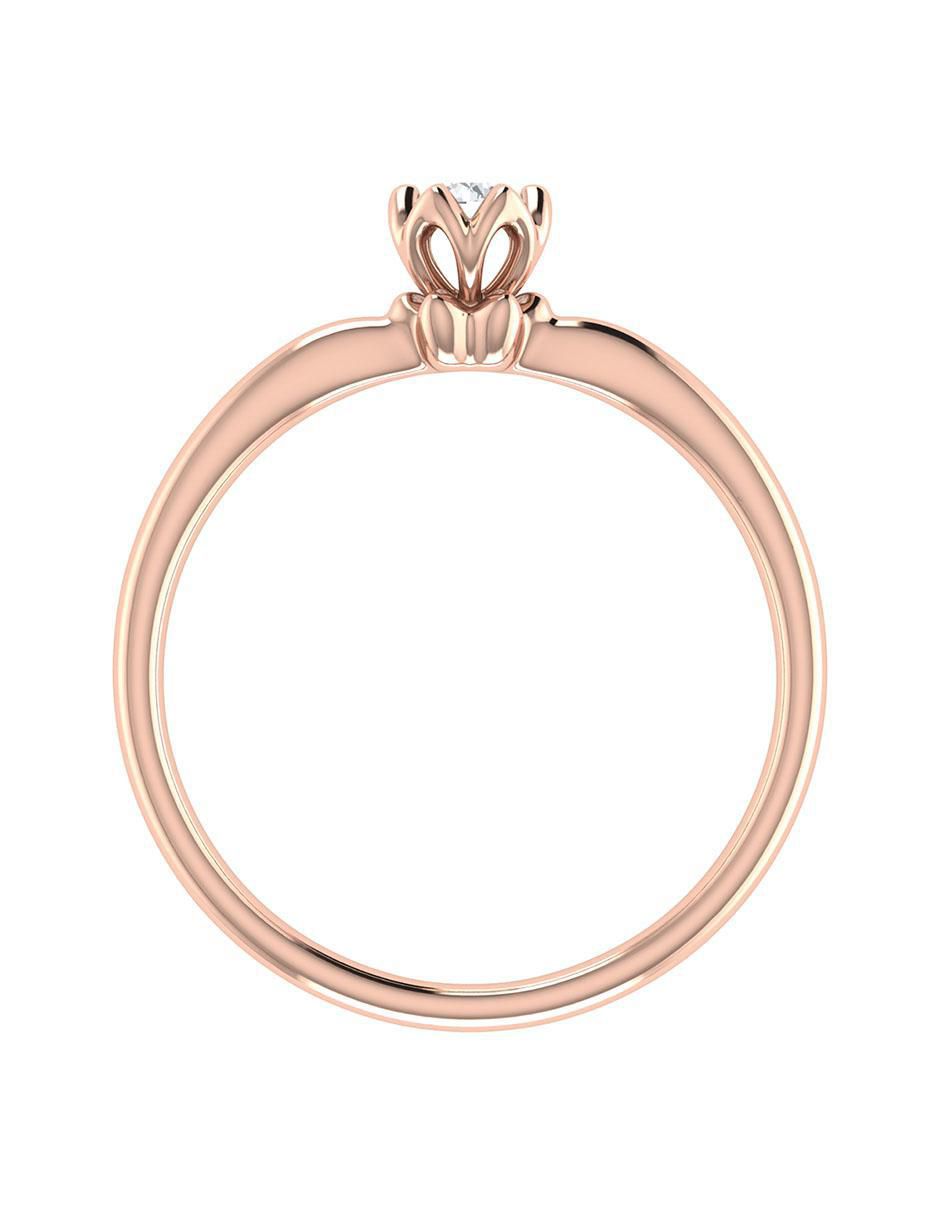 Argolla de oro rosa 14 k diamante 2