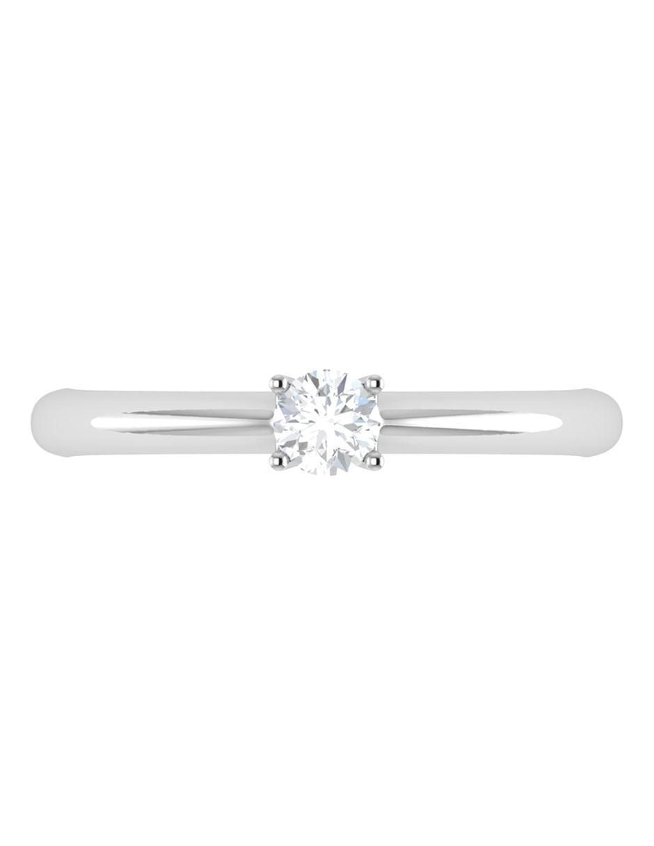 Argolla de oro blanco 14 k diamante