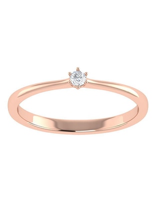 Argolla de oro rosa 14 k diamante