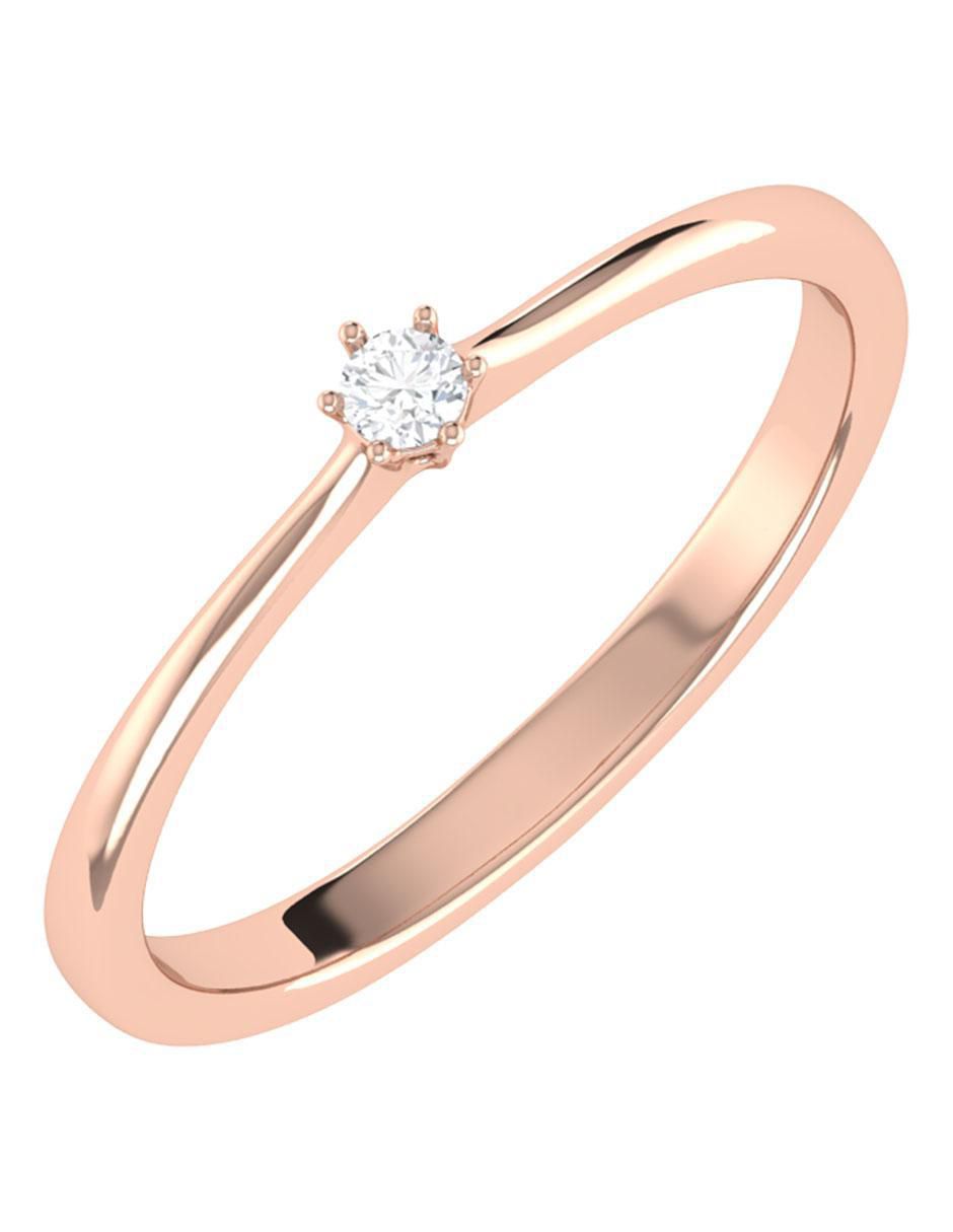 Argolla de oro rosa 14 k diamante 5