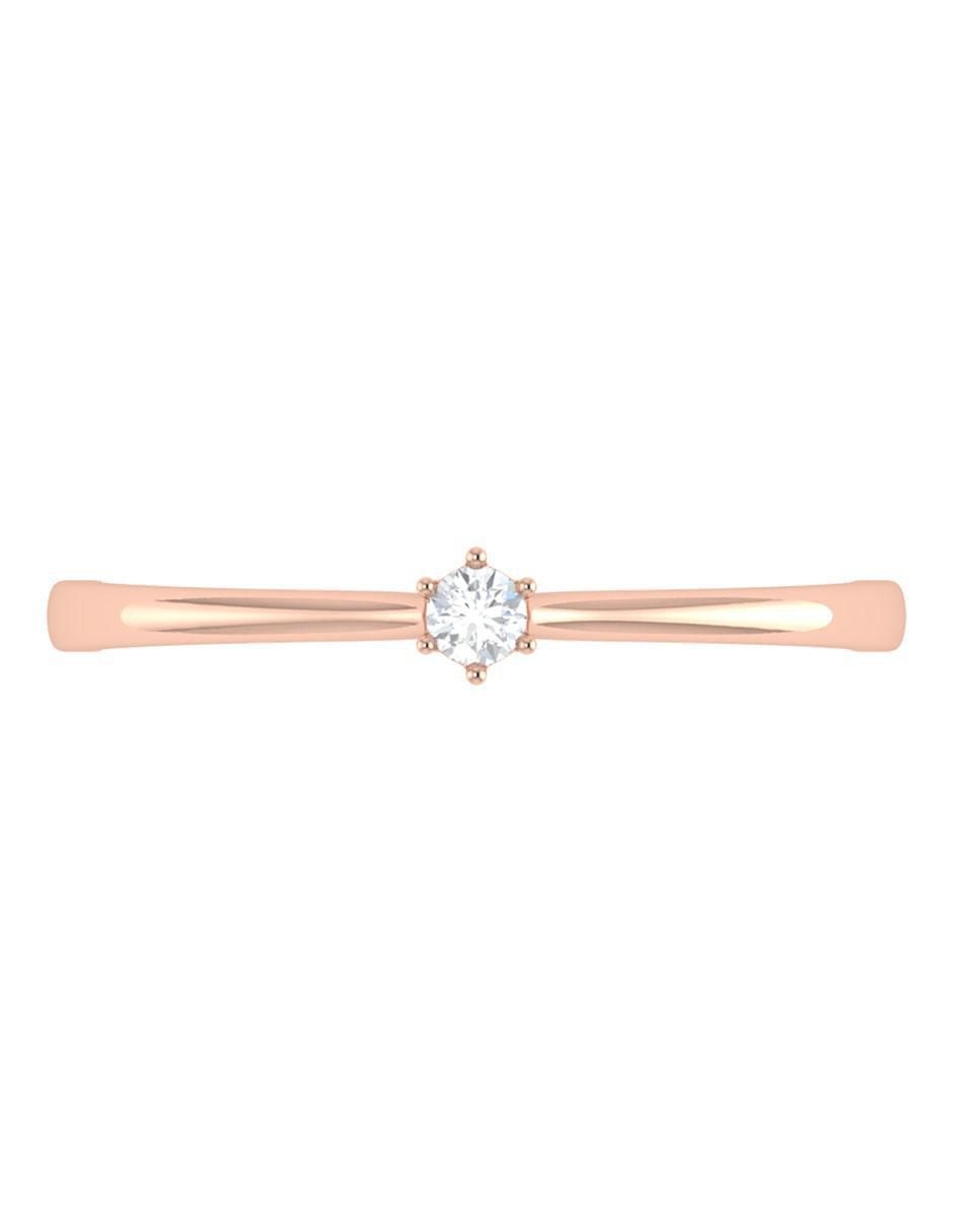 Argolla de oro rosa 14 k diamante