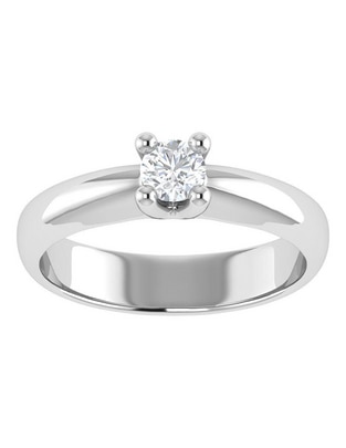 Argolla de oro blanco 14 k diamante