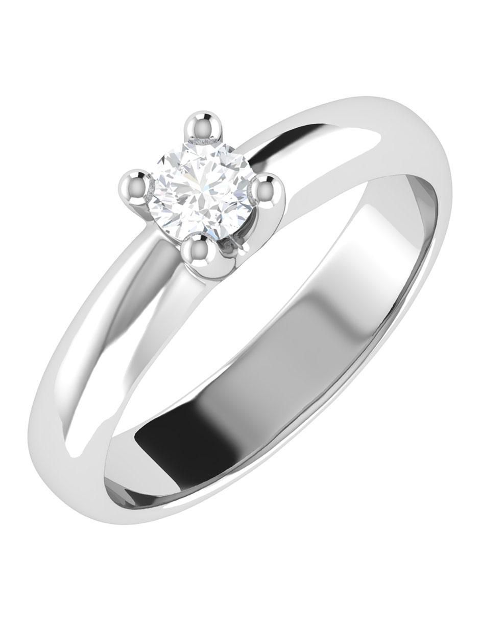 Argolla de oro blanco 14 k diamante