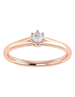 Argolla de oro rosa 14 k diamante