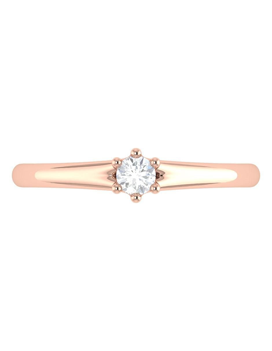 Argolla de oro rosa 14 k diamante