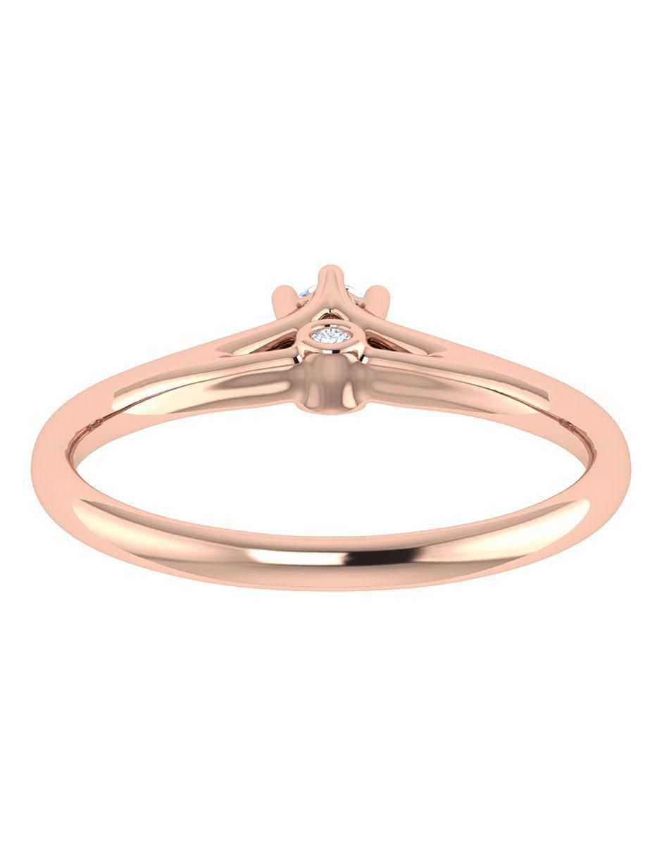 Argolla de oro rosa 14 k diamante