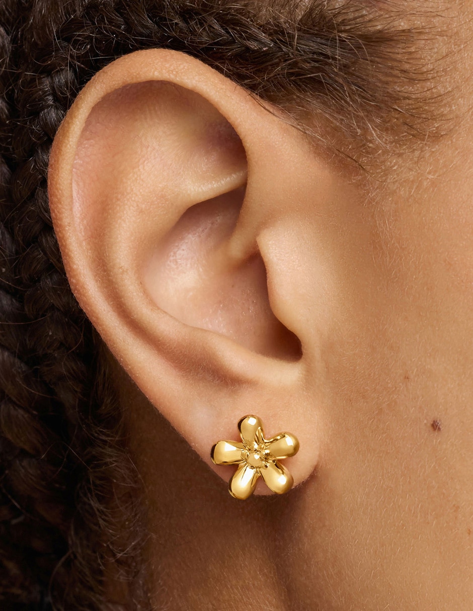 Aretes de flor Tous Daisy de plata P 925 con acabado baño de oro amatista