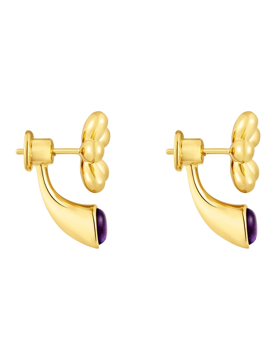 Aretes de flor Tous Daisy de plata P 925 con acabado baño de oro amatista
