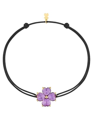 Pulsera de oro amarillo con amatista 18 k Daisy con acabado liso 1