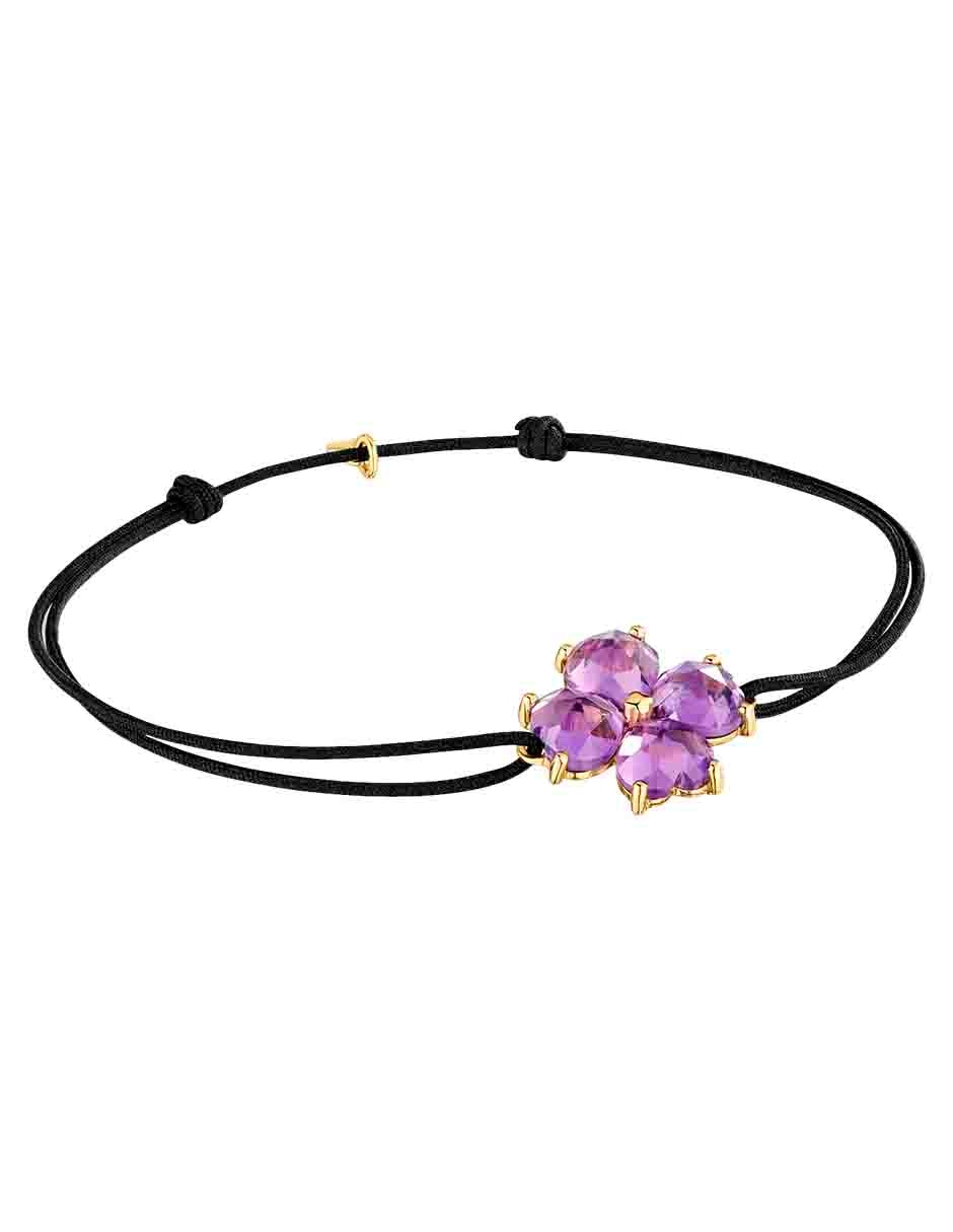 Pulsera de oro amarillo con amatista 18 k Daisy con acabado liso 2