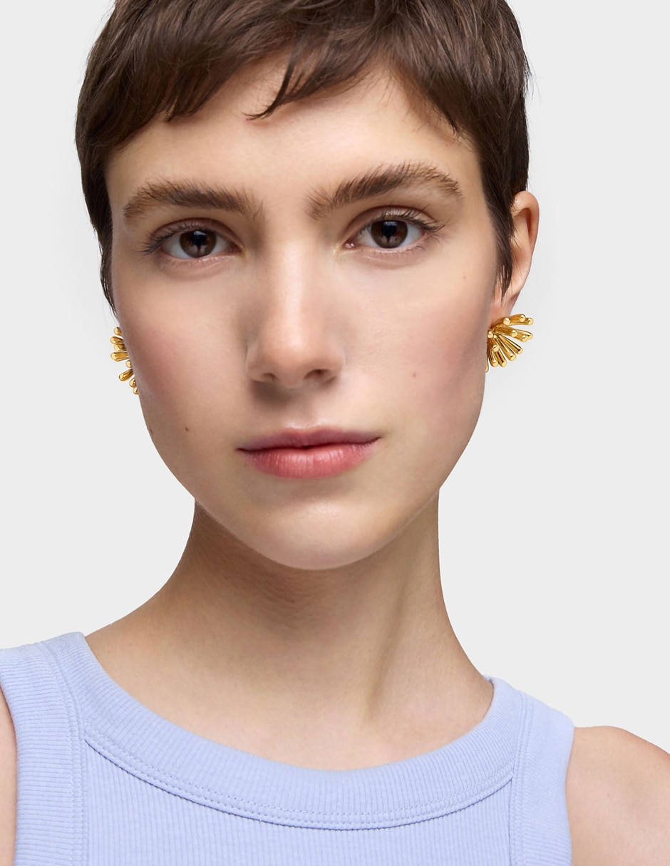 Aretes de flor Garden de plata P 925 con acabado baño de oro 4