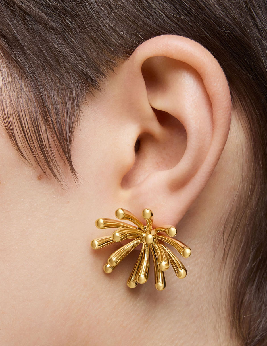 Aretes de flor Garden de plata P 925 con acabado baño de oro 6