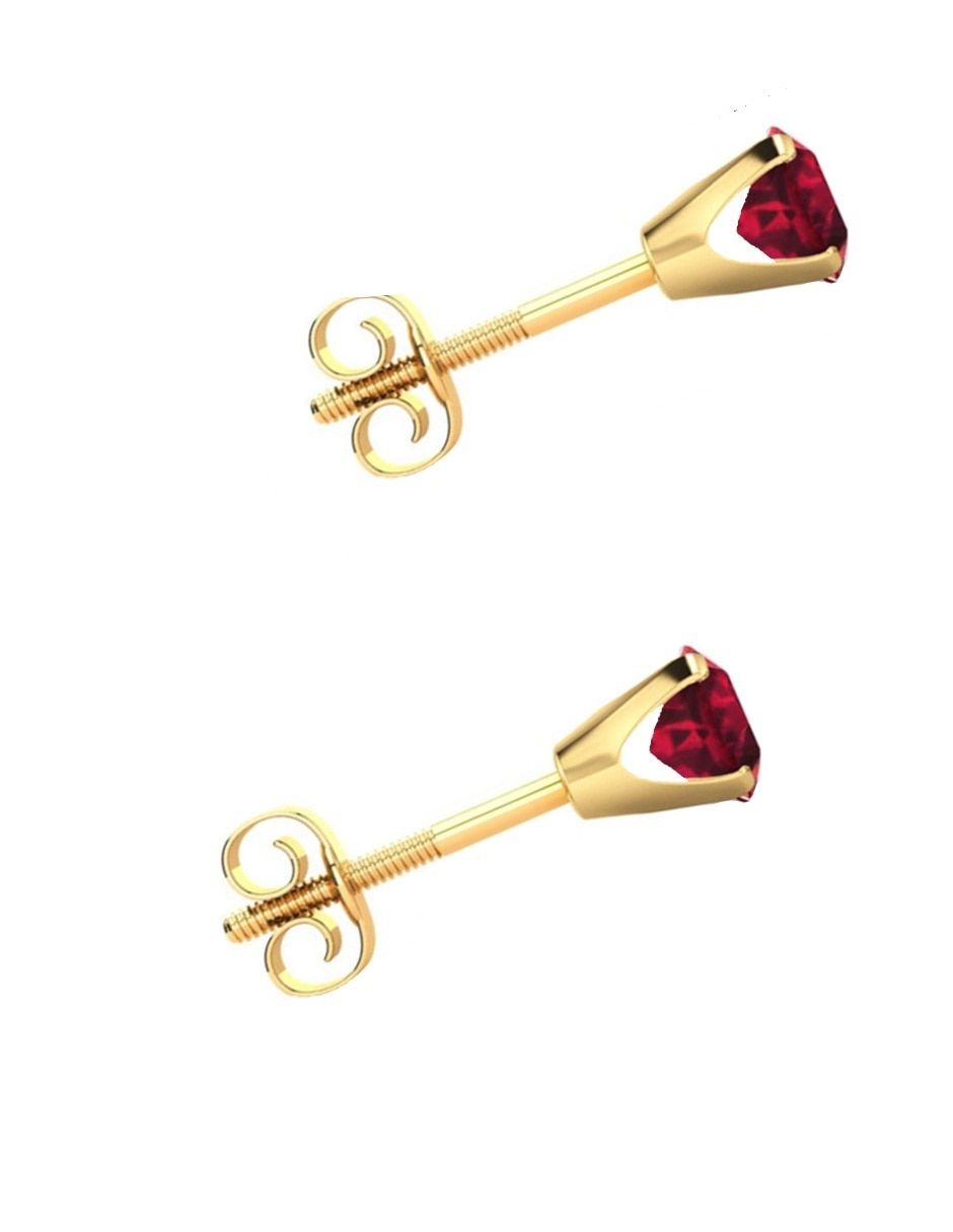 Broqueles redondos de oro amarillo 14 K con acabado lustre rubí