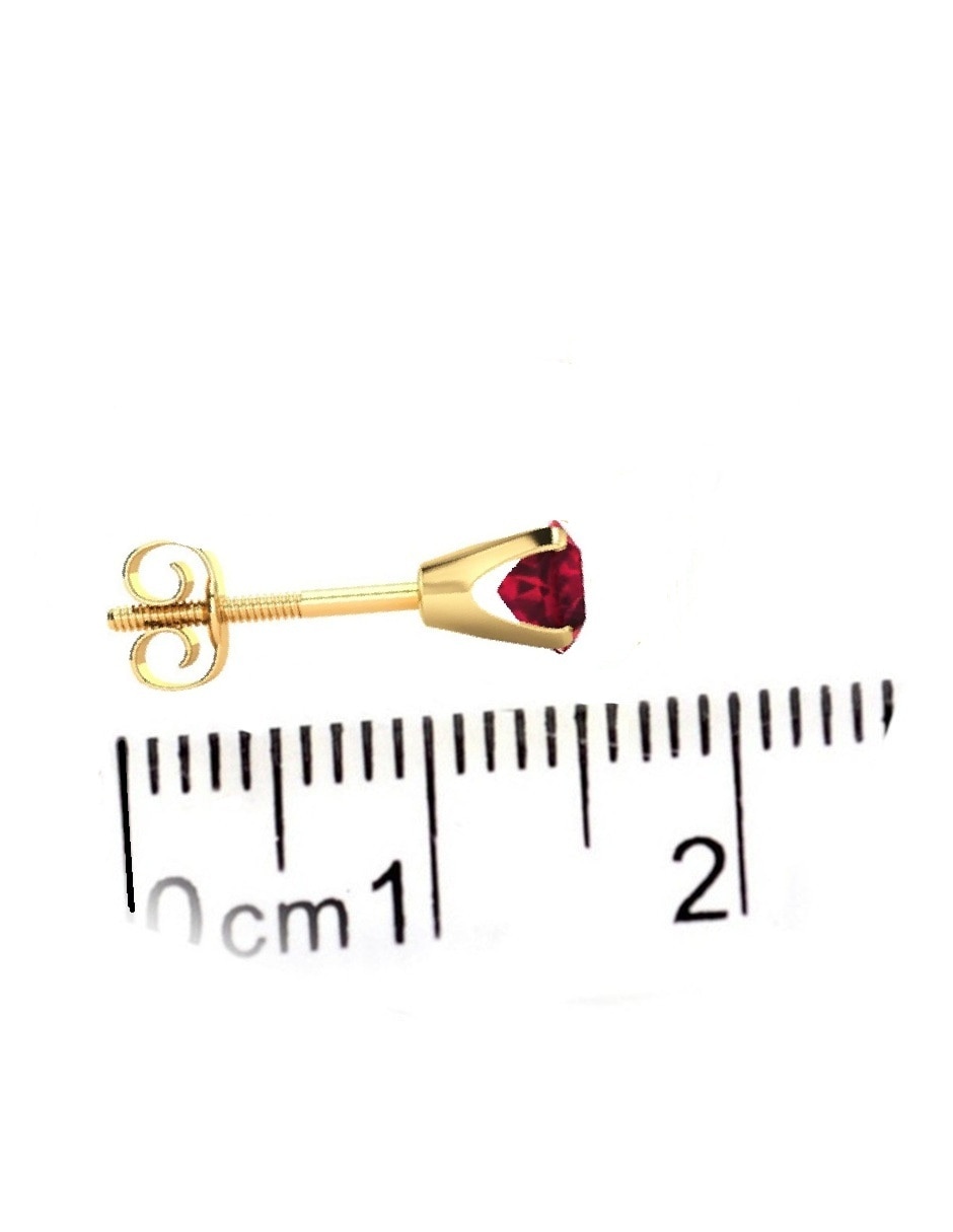 Broqueles redondos de oro amarillo 14 K con acabado lustre rubí
