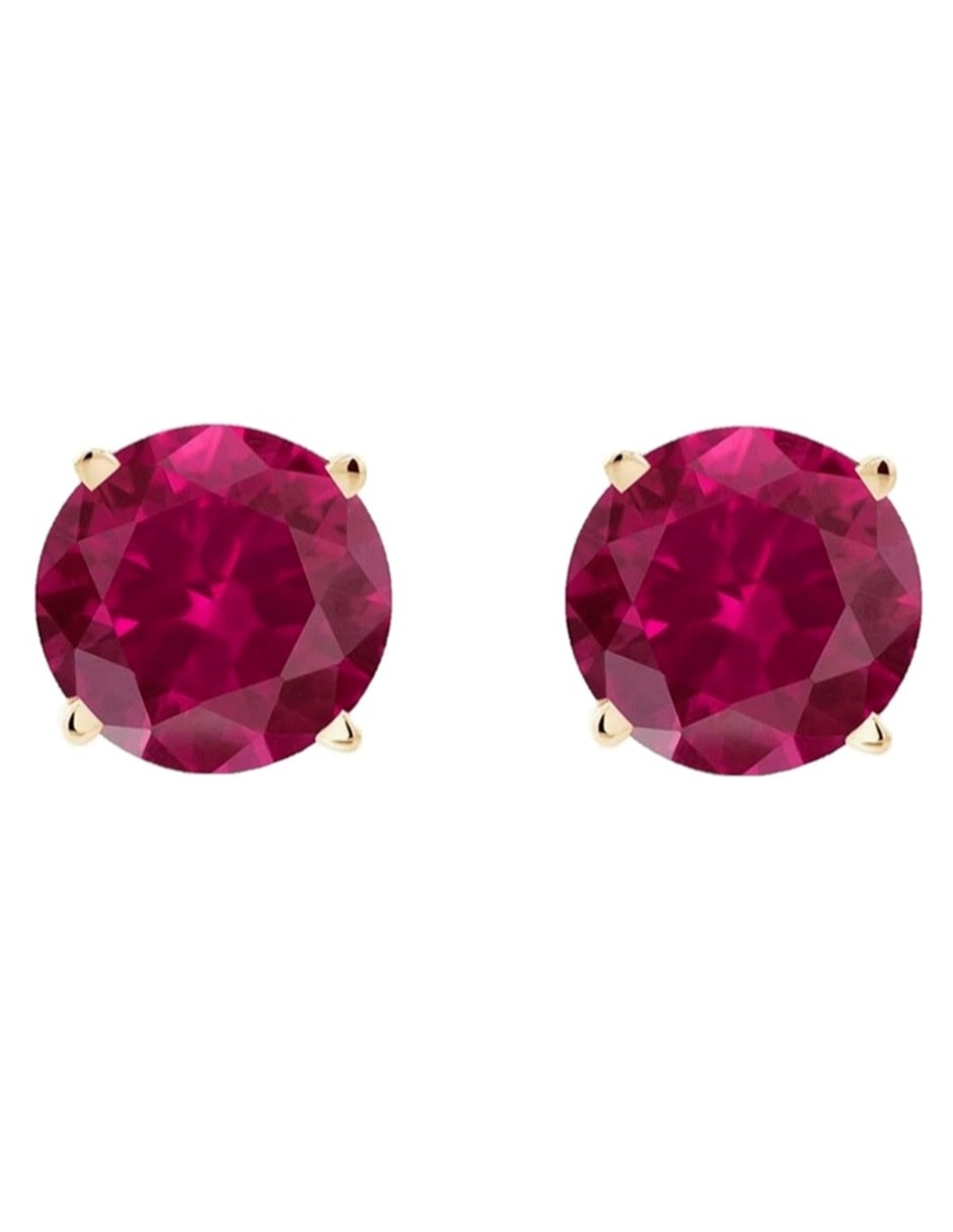Broqueles redondos de oro amarillo 14 K con acabado lustre rubí 5