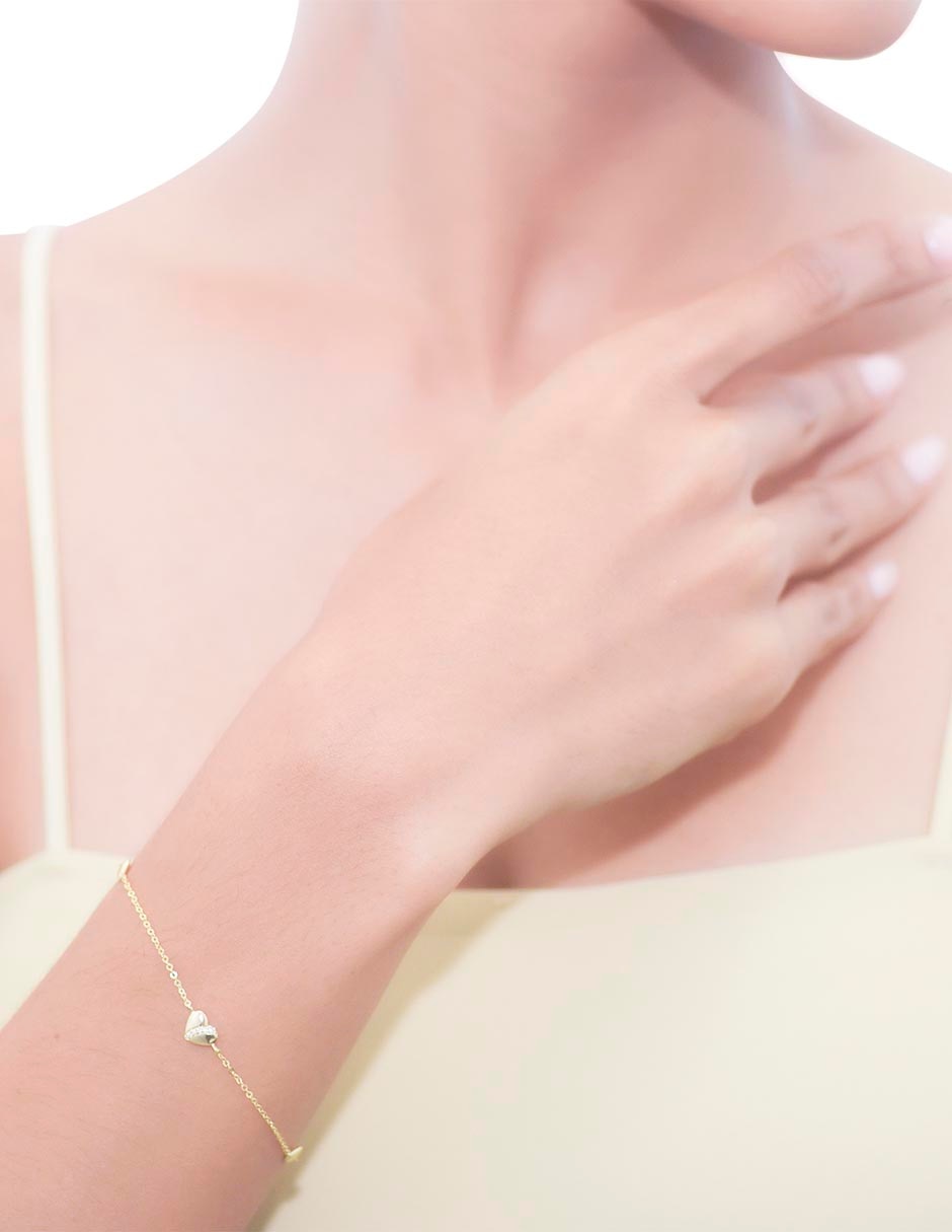 Pulsera de oro con diamante 14 K acabado brillante 3