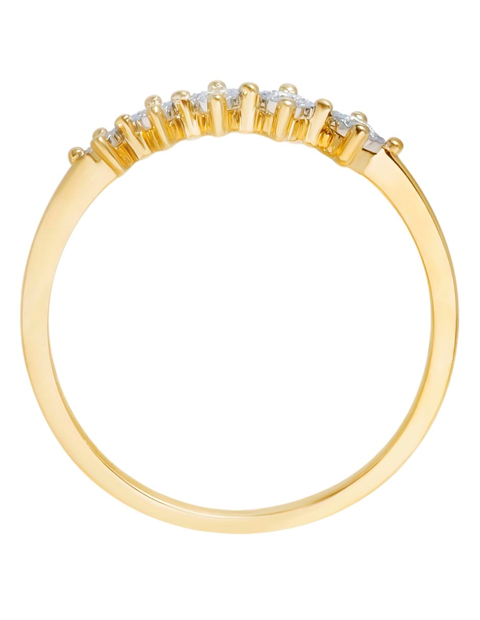 Anillo redondo 14 k de oro diamante pavé