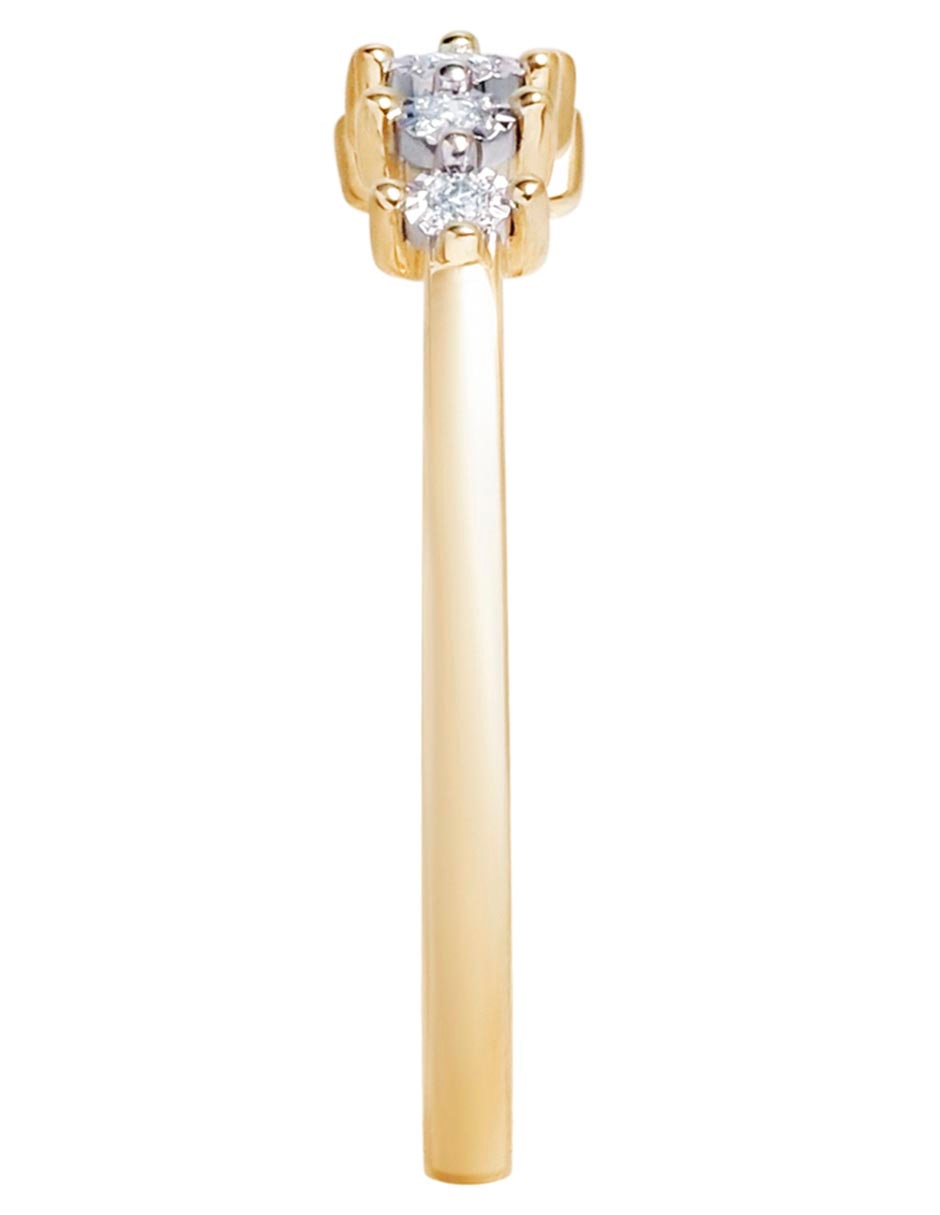 Anillo redondo 14 k de oro diamante pavé