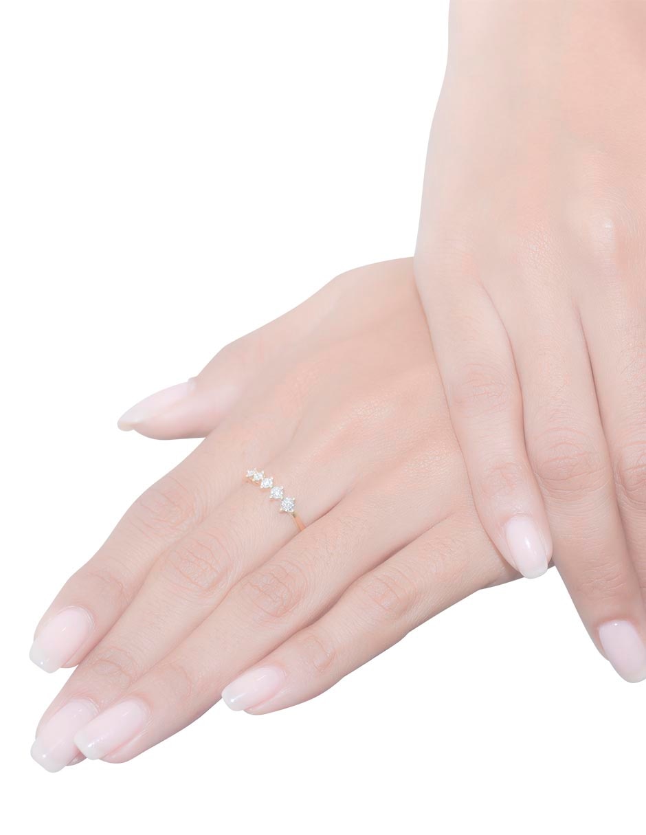 Anillo redondo 14 k de oro diamante pavé