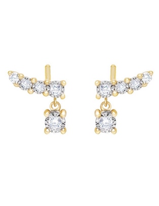 Aretes de oro 14 K con acabado pavé diamante