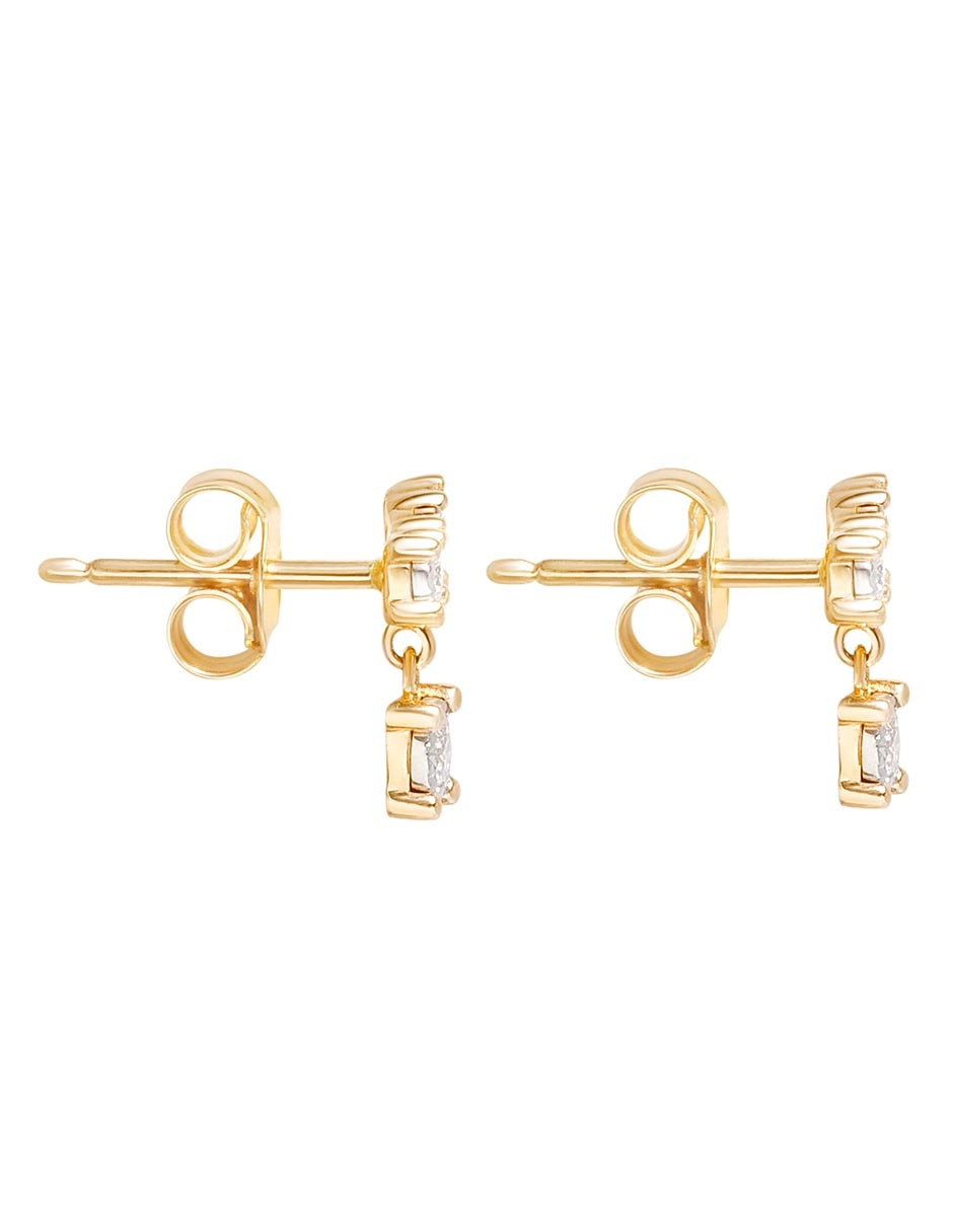 Aretes de oro 14 K con acabado pavé diamante 2