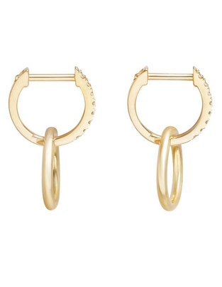 Aretes de aro de oro 14 K con acabado pavé diamante