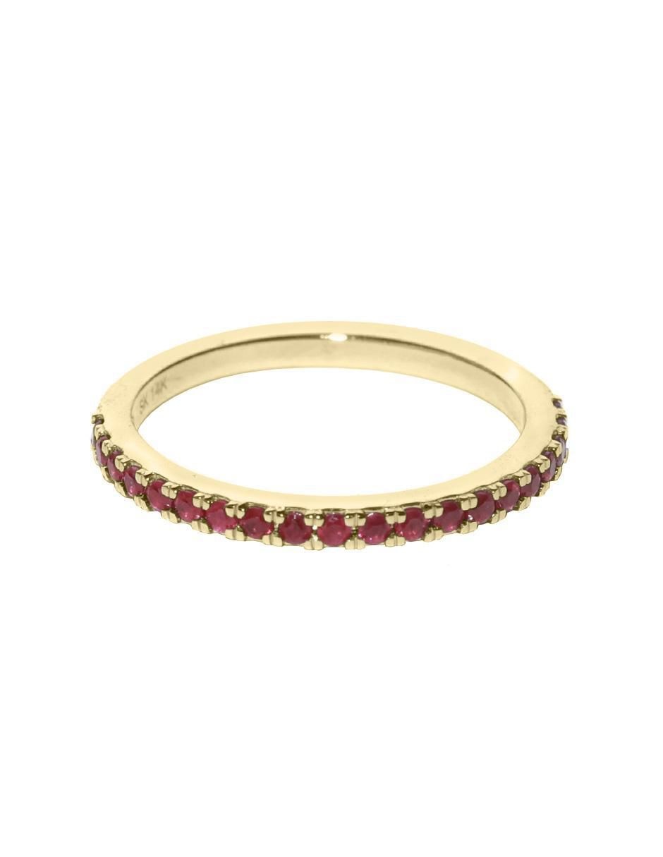 Anillo redondo 14 k de oro rubí pavé Anillo redondo 14 k de oro rubí pavé