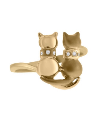 Anillo de gato Erol 14 k de oro diamante brillante Anillo de gato Erol 14 k de oro diamante brillante
