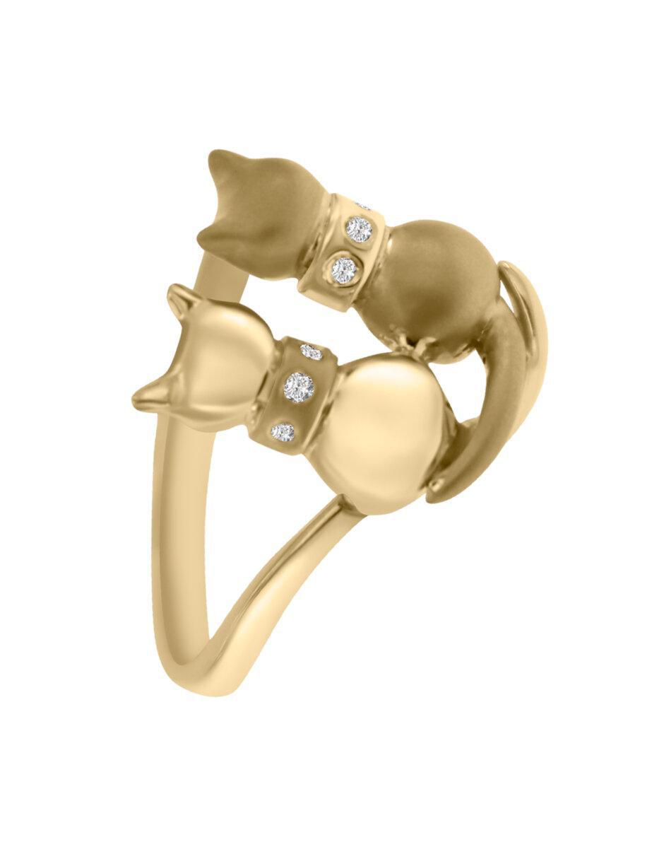 Anillo de gato Erol 14 k de oro diamante brillante