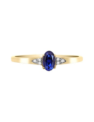 Anillo redondo Jana 14 k de oro zafiro y diamante brillante Anillo redondo Jana 14 k de oro zafiro y diamante brillante