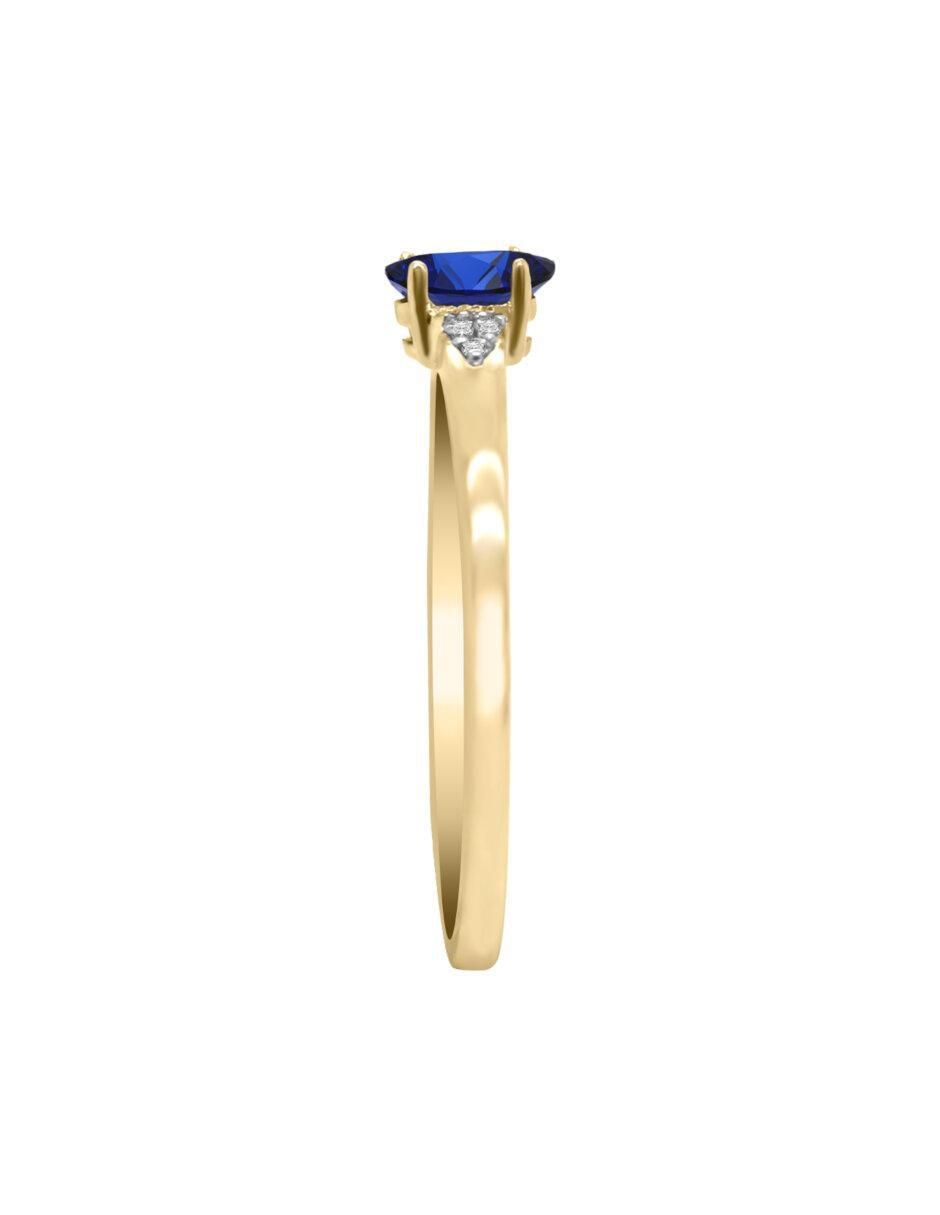 Anillo redondo Jana 14 k de oro zafiro y diamante brillante 3