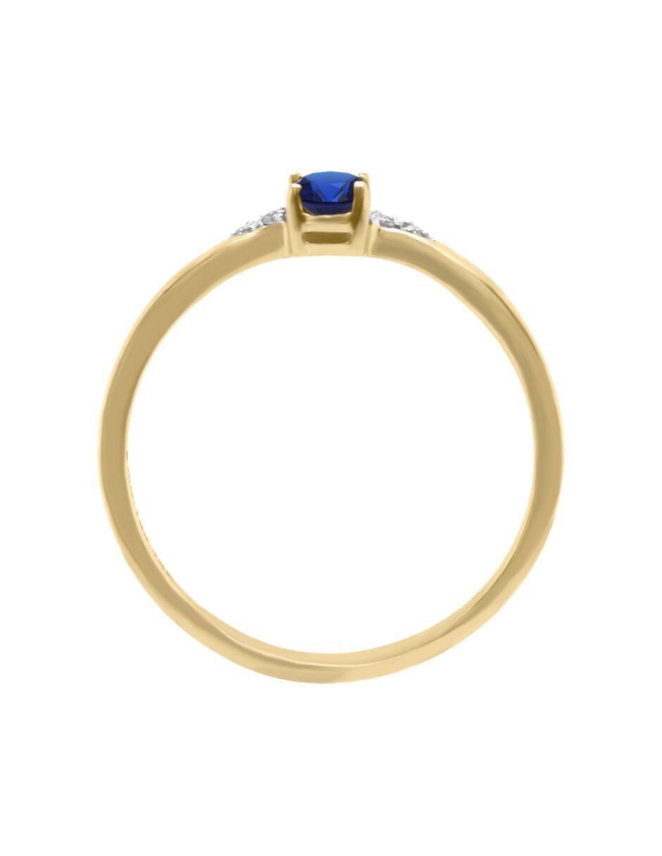 Anillo redondo Jana 14 k de oro zafiro y diamante brillante 2