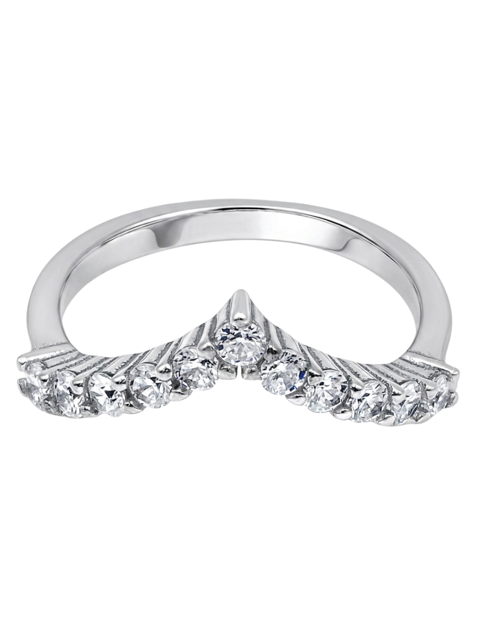 Anillo con gema triangular Aretize P 925 de plata zirconia cúbica pavé
