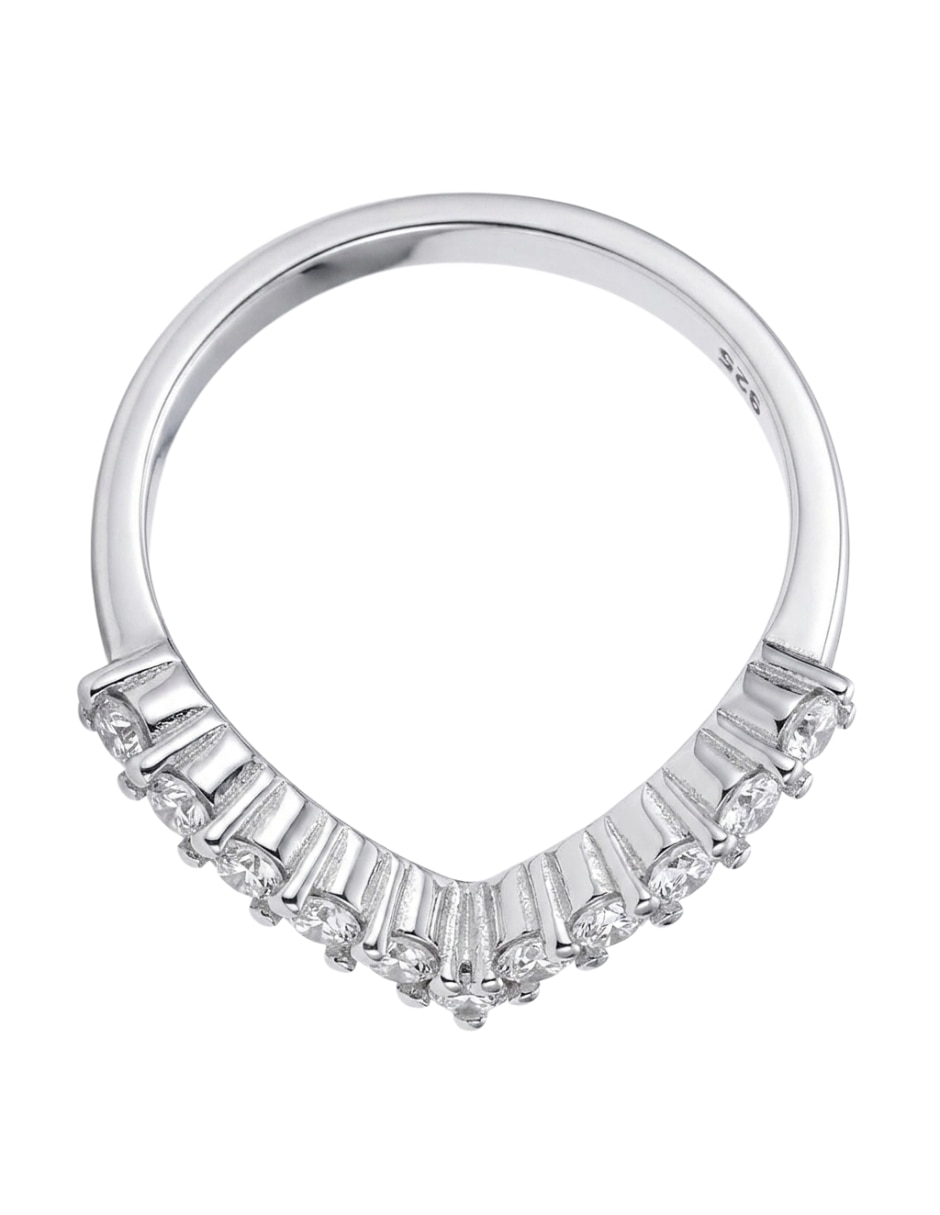 Anillo con gema triangular Aretize P 925 de plata zirconia cúbica pavé