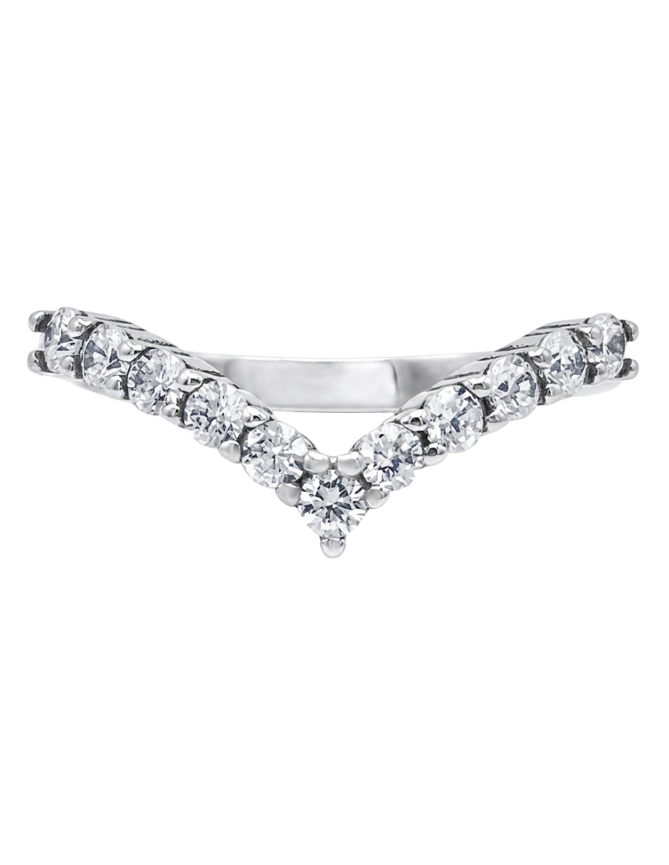 Anillo con gema triangular Aretize P 925 de plata zirconia cúbica pavé