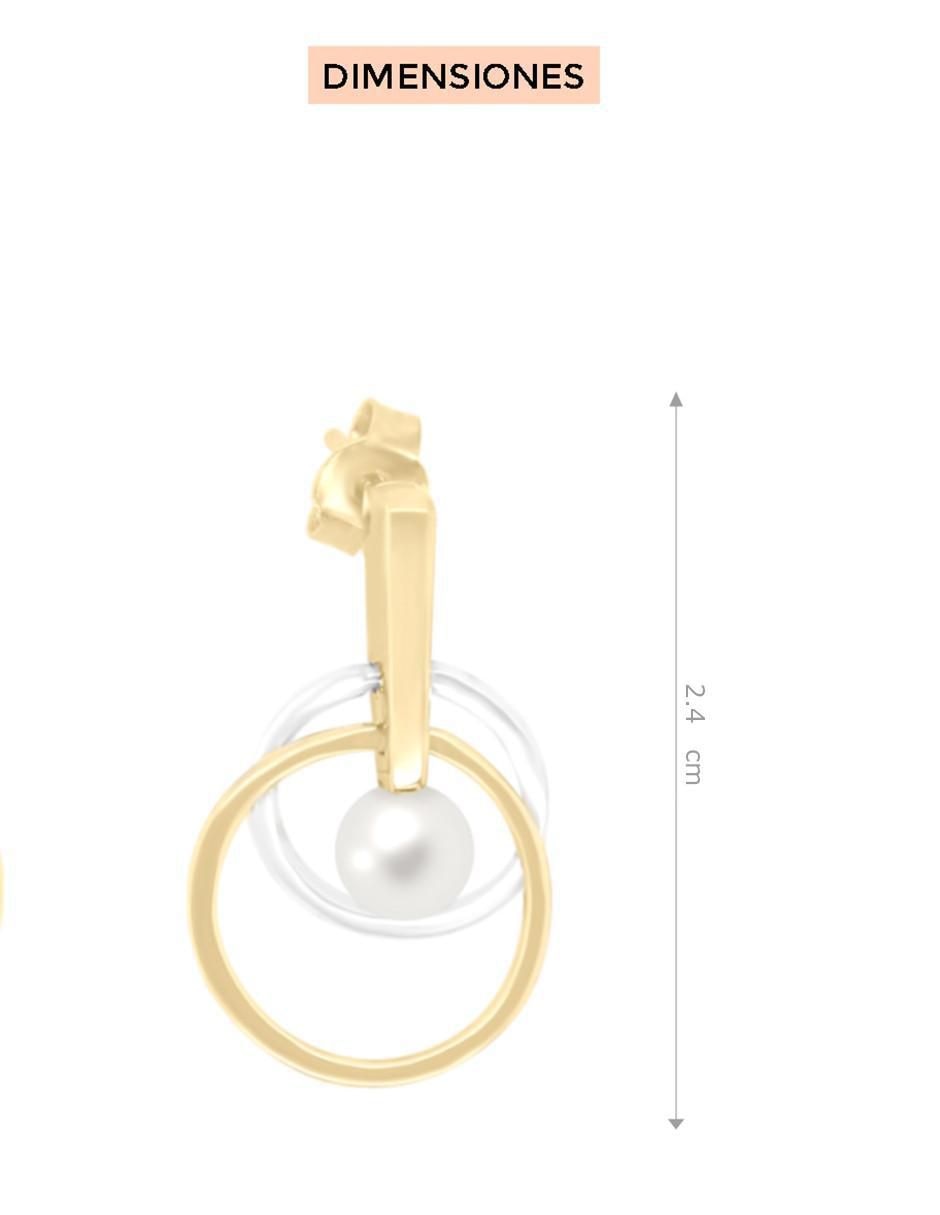 Aretes redondos de oro 14 K con acabado brillante perla 3